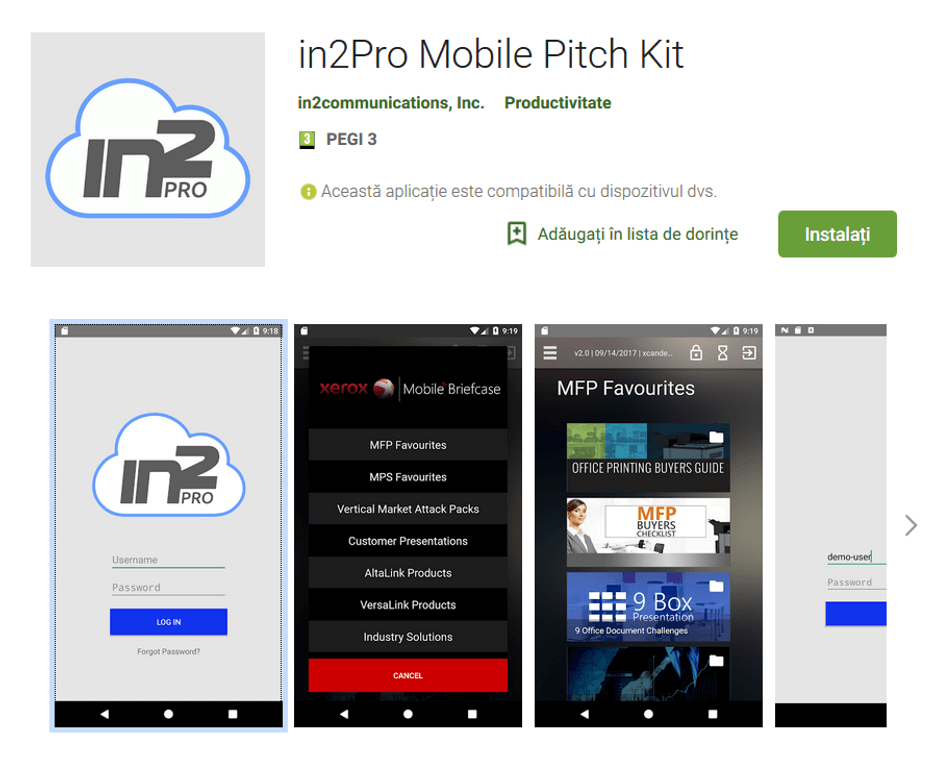 Aplicatie mobila pentru vanzari - in2Pro